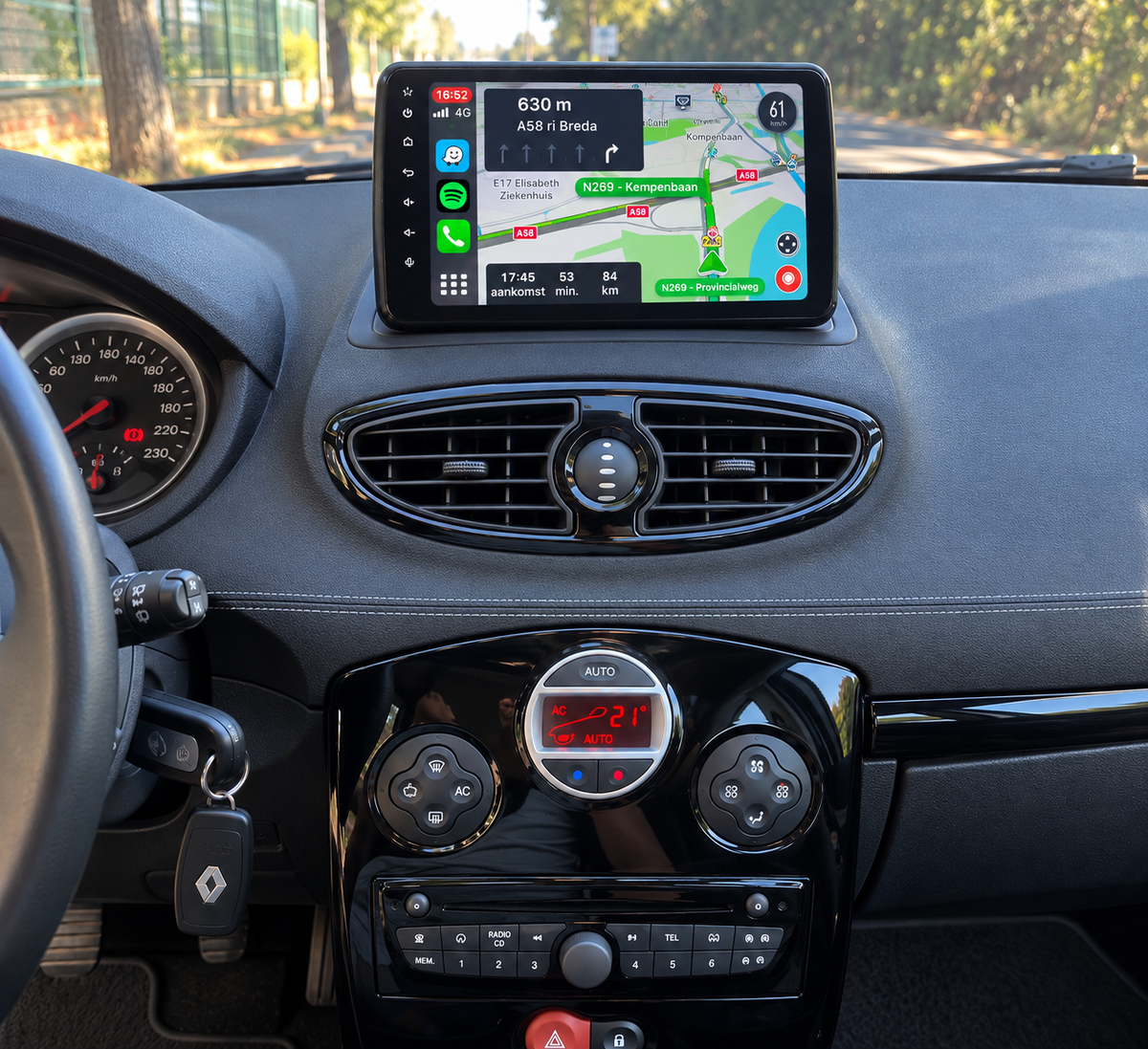 Autoradio CarPlay Apple & Android Auto pour Renault Clio 3 (2005–2014) – Écran tactile GPS Bluetooth Wi-Fi