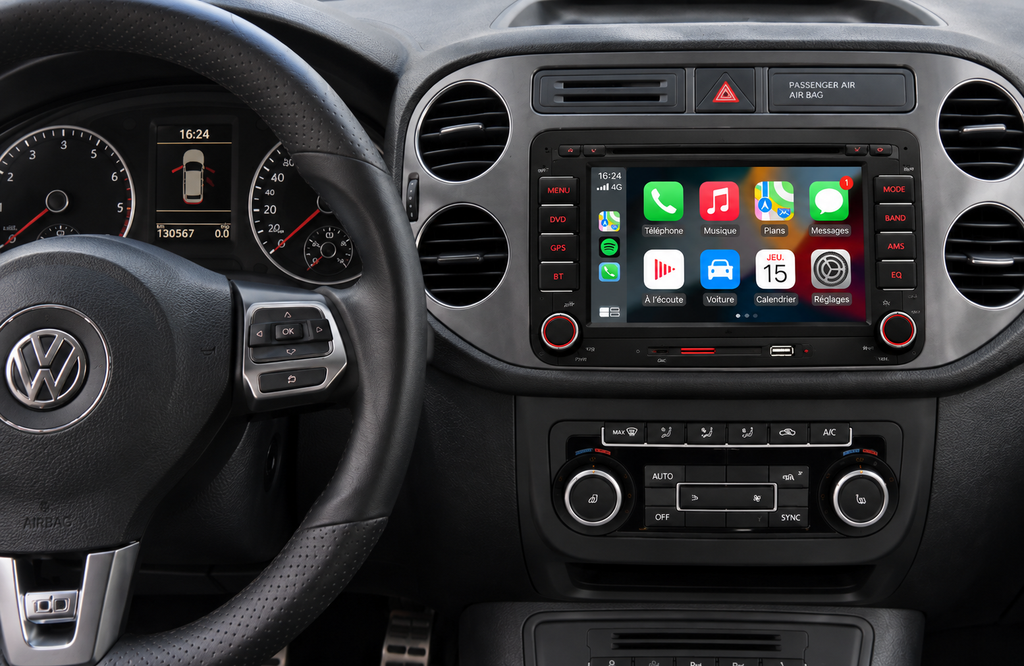 Autoradio CarPlay Volkswagen Tiguan 1 – Apple CarPlay & Android Auto Sans Fil, GPS, Bluetooth, Écran Tactile