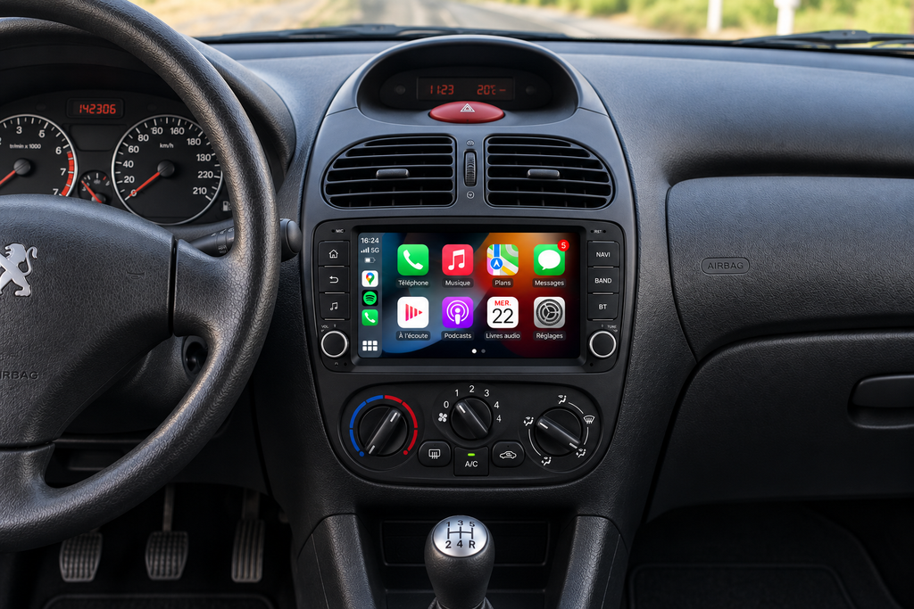 Autoradio CarPlay Peugeot 206 – Apple CarPlay & Android Auto Sans Fil 7" GPS Bluetooth
