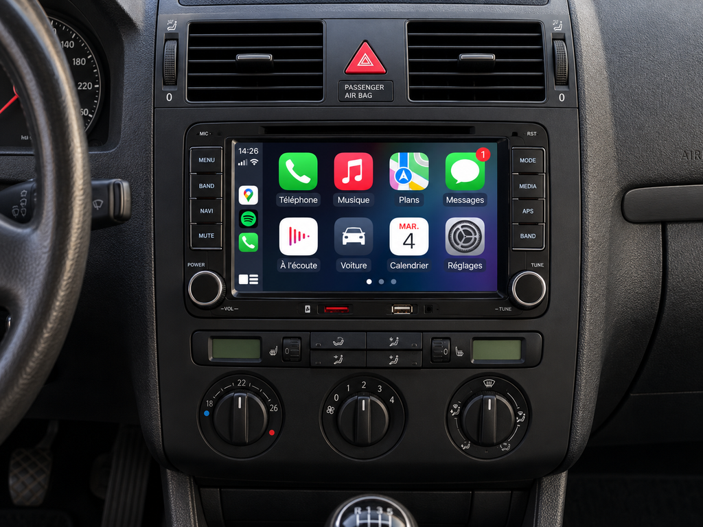 Autoradio CarPlay Volkswagen Touran 1 – Apple CarPlay & Android Auto, Écran Tactile Bluetooth GPS