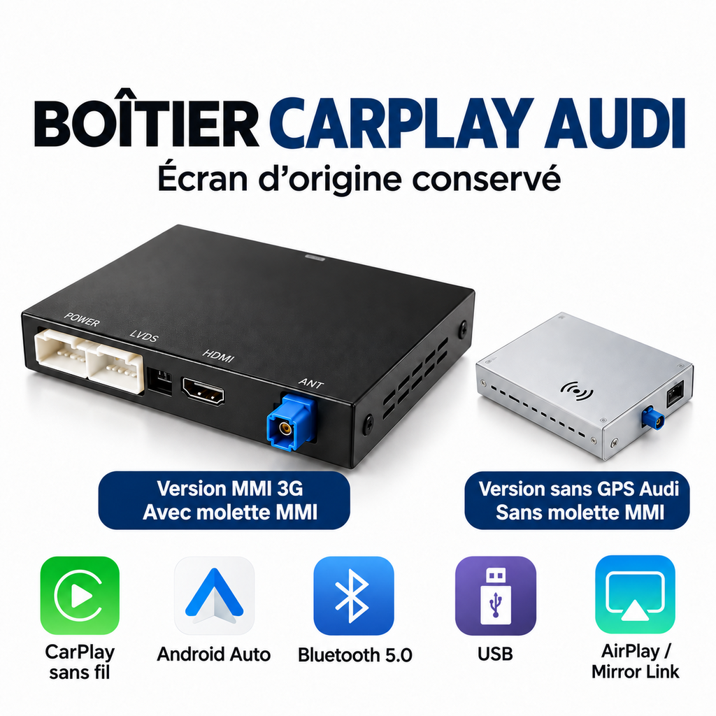 Deux versions du boîtier CarPlay Audi Q5 8R selon le système d’origine