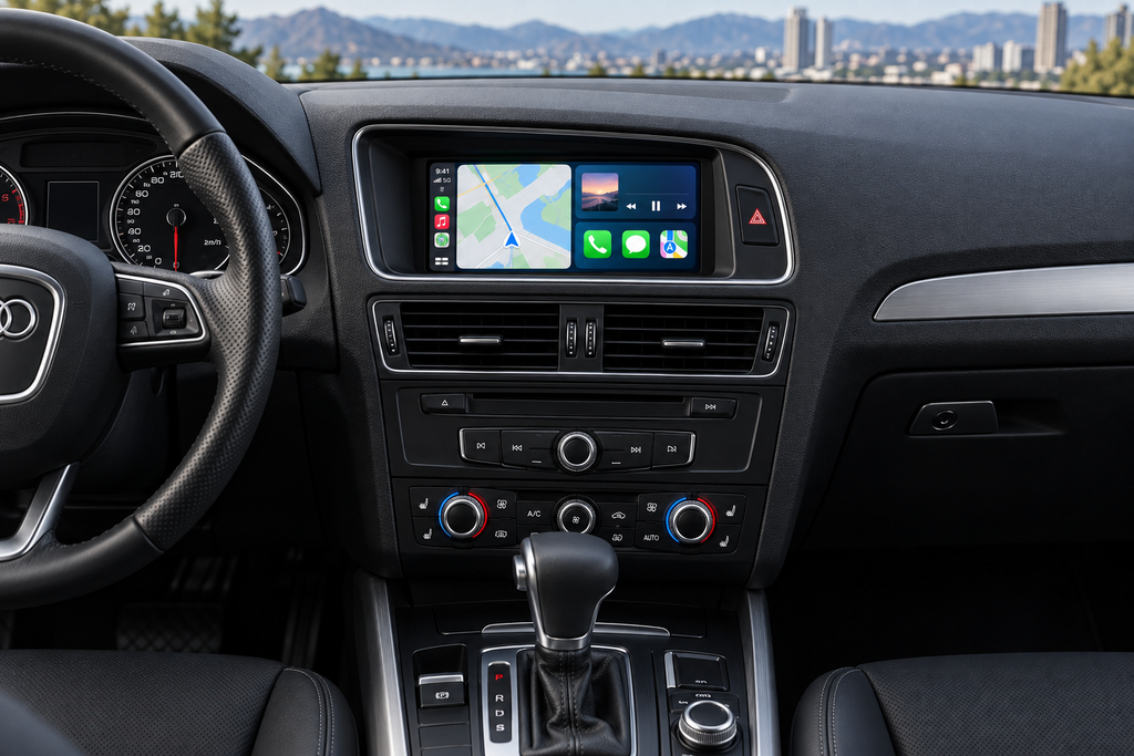 Illustration Apple CarPlay dans une Audi Q5 8R 2009-2016