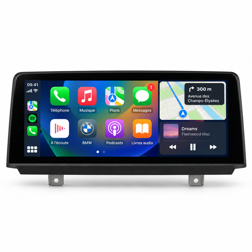 Écran CarPlay BMW Série 3 F30 F31 F34 NBT sur fond blanc