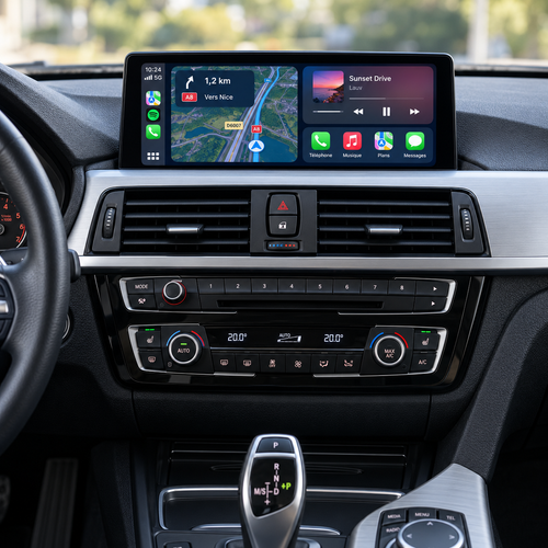 Écran CarPlay installé dans le tableau de bord d'une BMW Série 4 F32