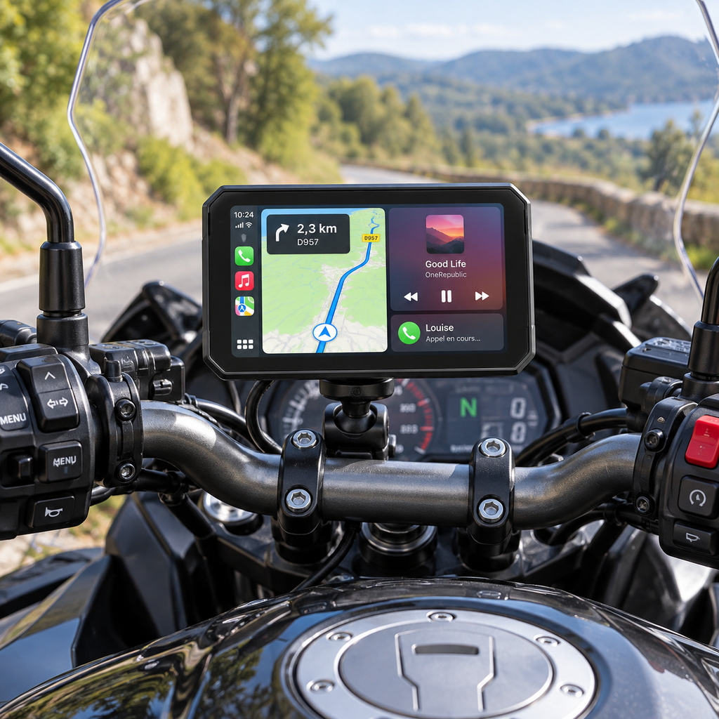 CarPlay moto 5 pouces — installation sur moto