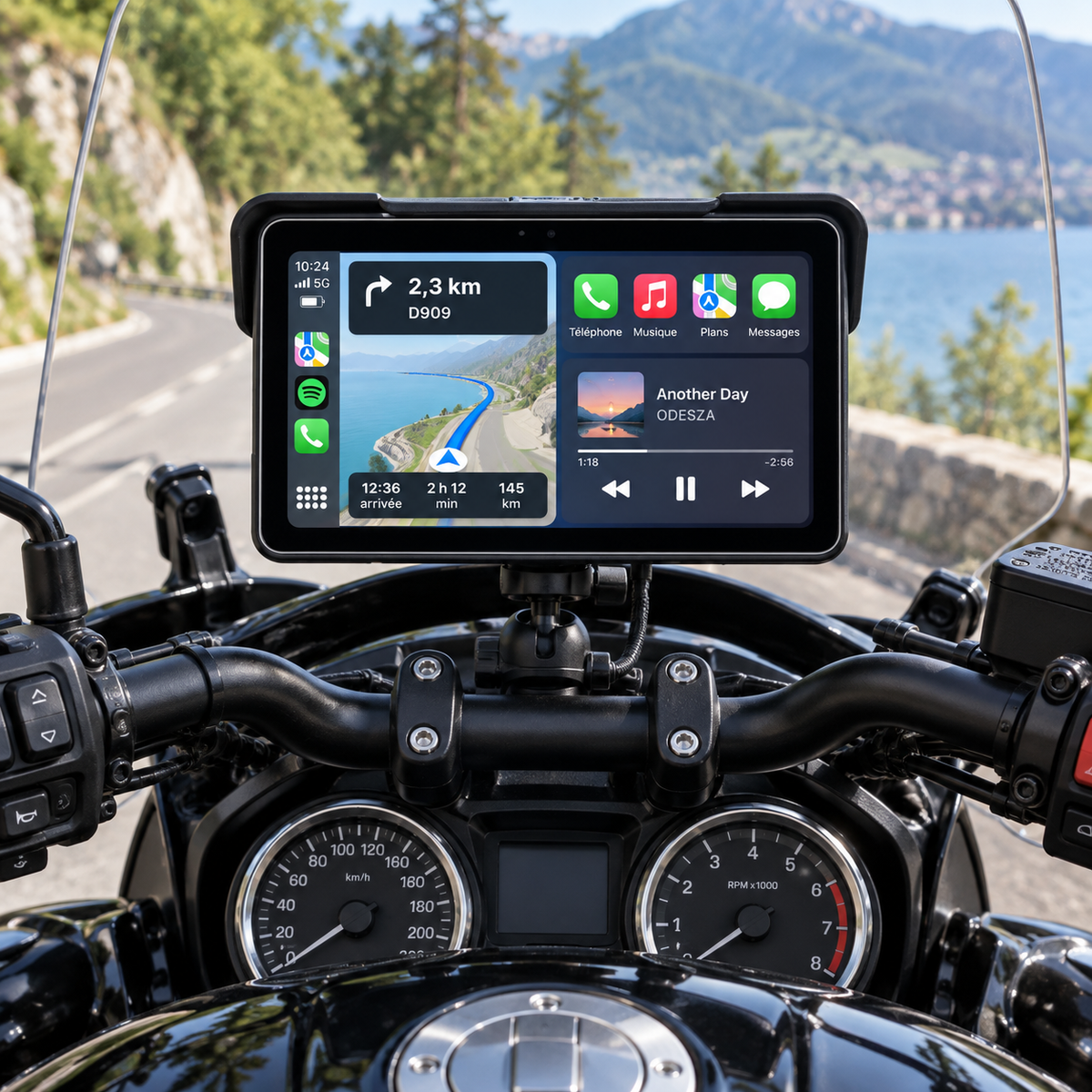CarPlay moto 7 pouces — installation sur moto