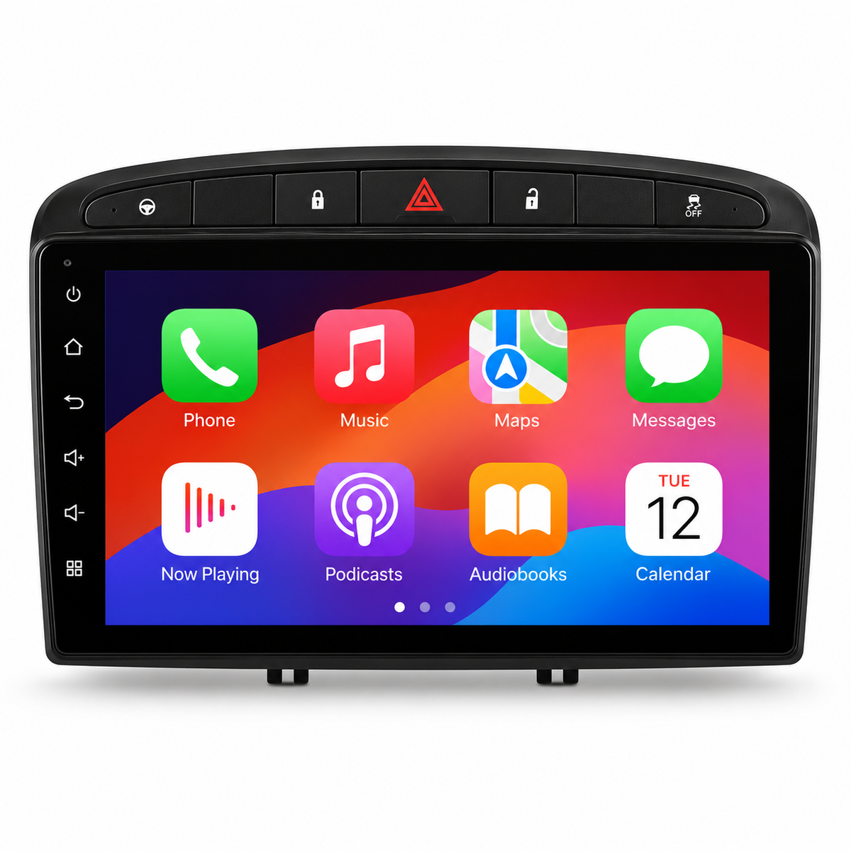 Autoradio CarPlay Peugeot 408 sur fond blanc